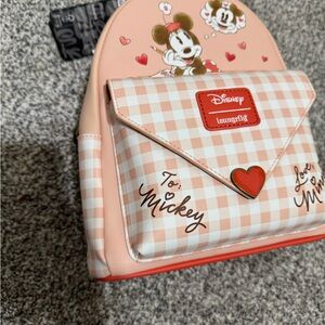 Loungefly Disney Minnie Mouse Pink Checkered Backpack